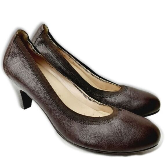 FLEXI Classic Comfort Heel Pumps Genuine Leather Brown Sz 10 - Picture 1 of 12